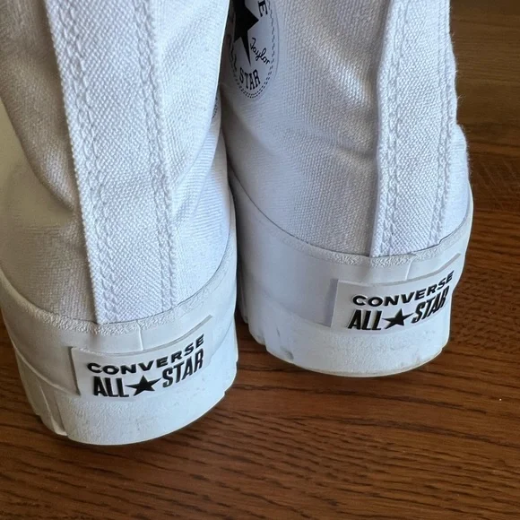 White Converse Lugged 2.0 High Top Platform Sneakers Shoes - Picture 4 of 7